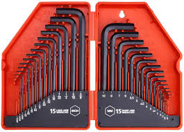TL-AKS-30; HN-1-001 Hex Key Allen Wrench Set – 30-Piece Industrial Grade Tools, 1/20-3/8 inches, 1.27-10 mm, Black and Silver