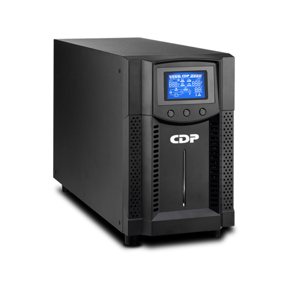 CDP UPS-DE-UPO-11-2 (UPO11-2) 2KVA Mini Tower Online UPS with LCD (Input and output voltage. Load/Battery level,) Wide range input Shut down so ware. SNMP op on. Battery connector to extend back up me