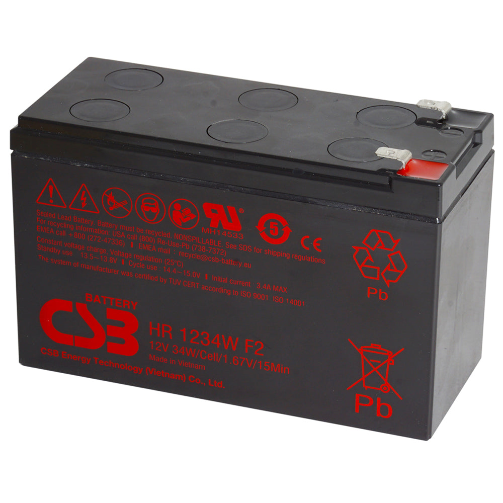 CSB CSBHR1234WF2 HR 12 Volt 9AH Maintenance Free VRLA Battery