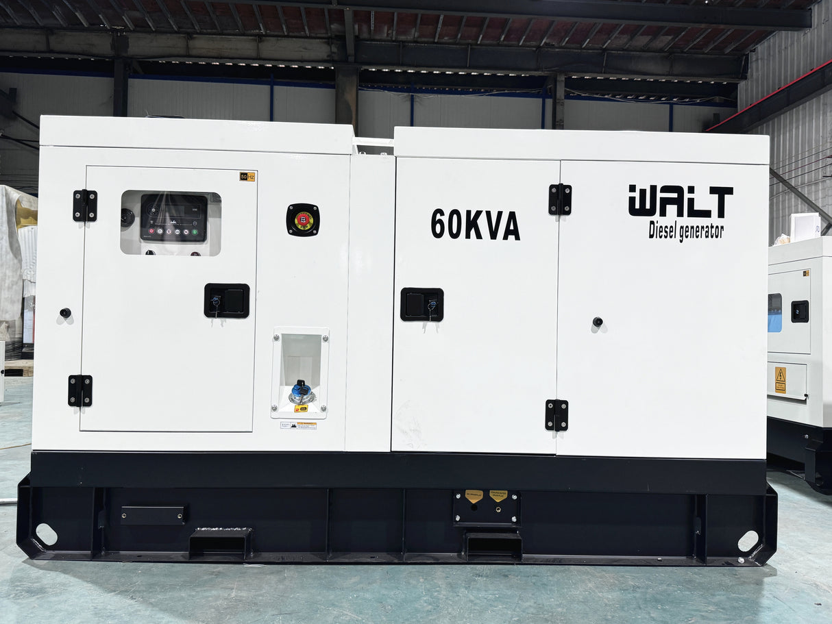 Walt Power GEN-DSL-SLT-WLT-60-3P 60KVA Silent Diesel Generator Set with Cummins 4BTA3.9-G2 Engine, Stamford UCI 224E Alternator, Weatherproof Canopy, and DSE Controller
          