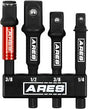ARES 22029 – 3-Inch Socket Adapter Set with 2-in-1 Bit/Socket Adapter – Unique Adapter Design Holds 1/4-Inch Hex Bits and 3/8-Inch Drive Sockets – Spinning Sleeve Stabilizes Adapter
          