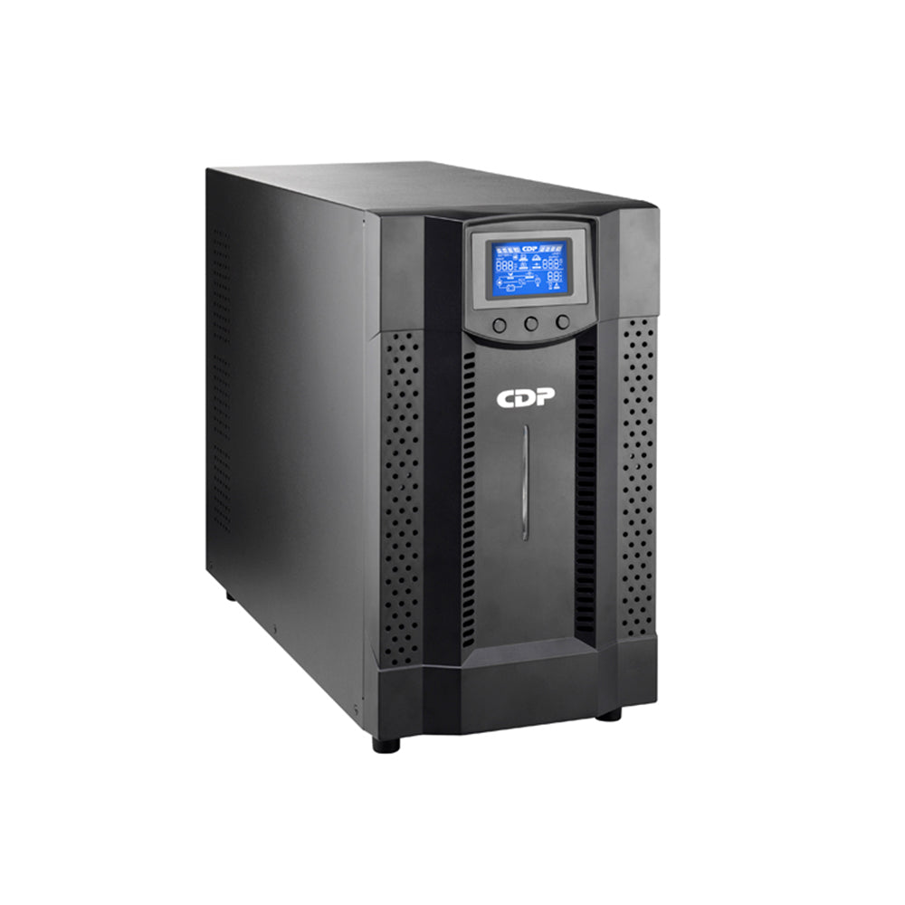 CDP UPS-DE-UPO-11-1 "(UPO11-2 ) 2KVA Mini Tower Online UPS with LCD (Input and out put voltage. Load/battery level, ) Wide range input Shut down software. Snmp option. Battery connector to extend back up time"
          